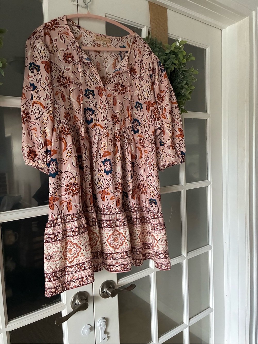 Floral Pink Boho Tiered Women's Dress